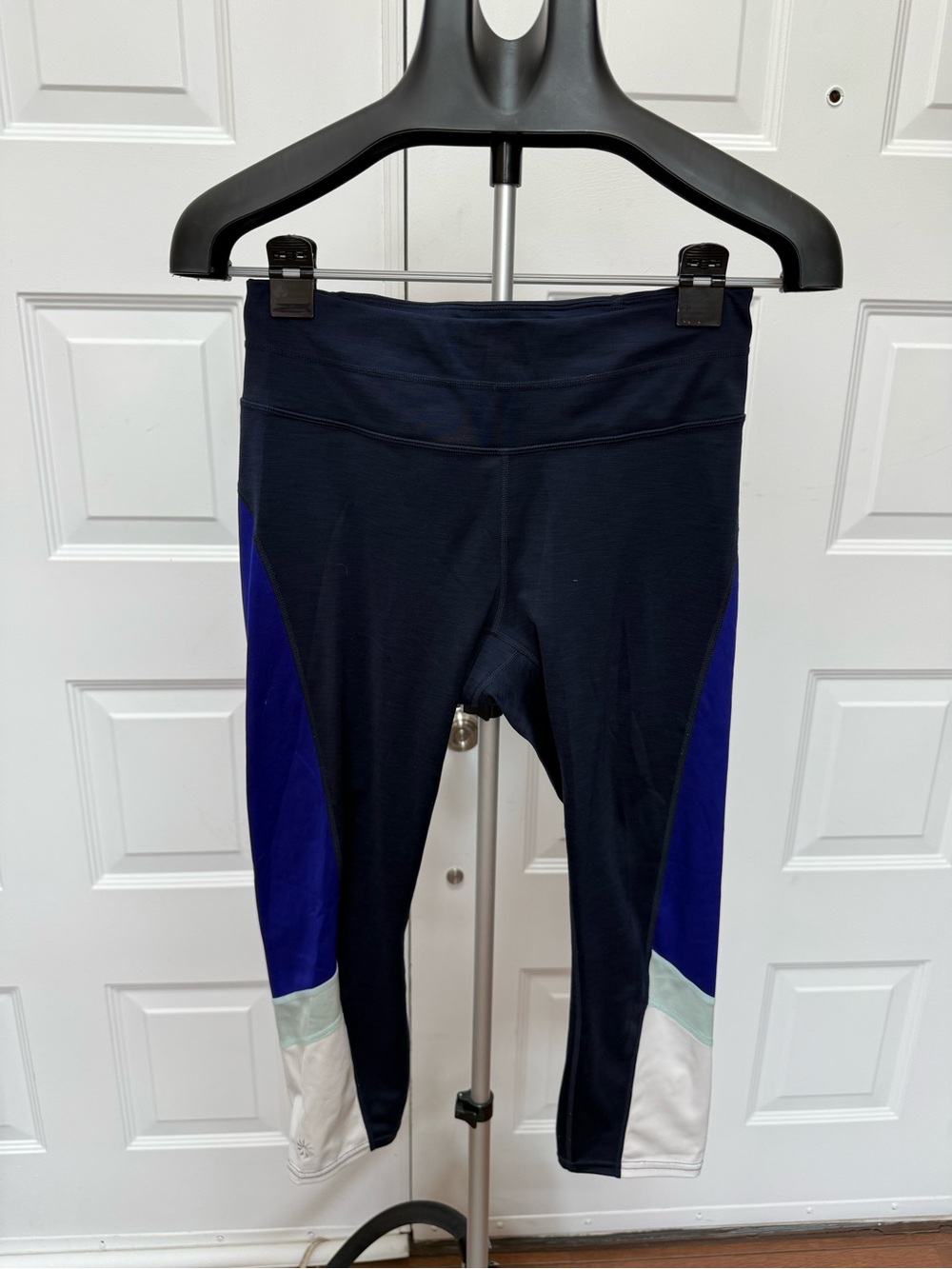 Athleta Navy, Royal Blue & White Colorblock Capri Leggings